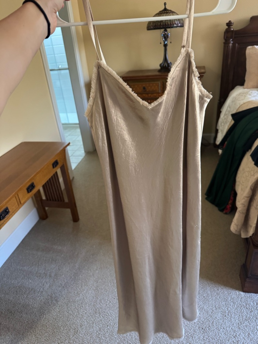 Vince Satin Slip Dress in Taupe